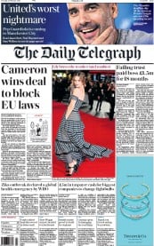 The Daily Telegraph (UK) Newspaper Front Page for 2 February 2016