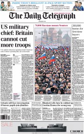 The Daily Telegraph (UK) Newspaper Front Page for 2 March 2015