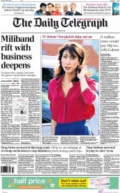 The Daily Telegraph Newspaper Front Page (UK) for 2 April 2015