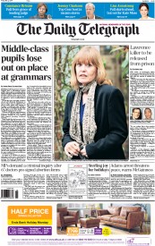 The Daily Telegraph (UK) Newspaper Front Page for 2 May 2014