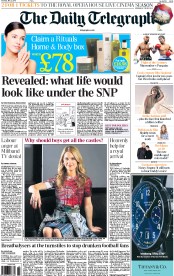 The Daily Telegraph (UK) Newspaper Front Page for 2 May 2015