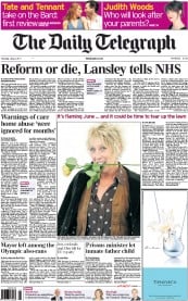 The Daily Telegraph (UK) Newspaper Front Page for 2 June 2011