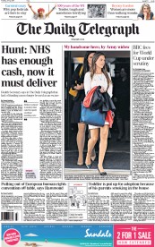 The Daily Telegraph (UK) Newspaper Front Page for 2 June 2015
