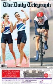 The Daily Telegraph (UK) Newspaper Front Page for 2 August 2012