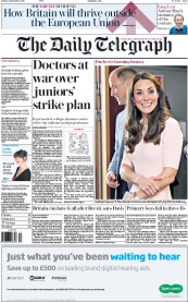 The Daily Telegraph (UK) Newspaper Front Page for 2 September 2016