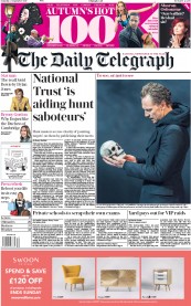 The Daily Telegraph (UK) Newspaper Front Page for 2 September 2017