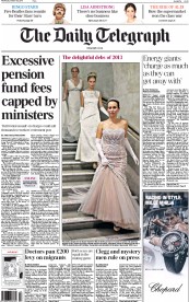 The Daily Telegraph Newspaper Front Page (UK) for 30 October 2013