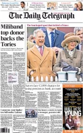 The Daily Telegraph (UK) Newspaper Front Page for 30 March 2015