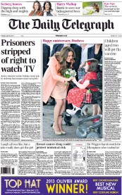 The Daily Telegraph (UK) Newspaper Front Page for 30 April 2013