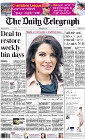 The Daily Telegraph Newspaper Front Page (UK) for 30 May 2011