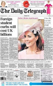 The Daily Telegraph (UK) Newspaper Front Page for 30 May 2012