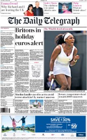 The Daily Telegraph (UK) Newspaper Front Page for 30 June 2015