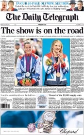 The Daily Telegraph Newspaper Front Page (UK) for 30 July 2012