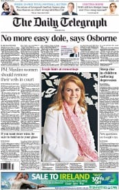 The Daily Telegraph Newspaper Front Page (UK) for 30 September 2013
