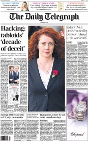 The Daily Telegraph Newspaper Front Page (UK) for 31 October 2013