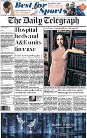 The Daily Telegraph (UK) Newspaper Front Page for 31 October 2016