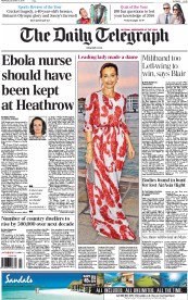 The Daily Telegraph (UK) Newspaper Front Page for 31 December 2014