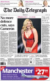 The Daily Telegraph Newspaper Front Page (UK) for 31 January 2013