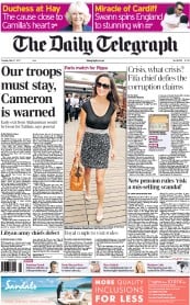 The Daily Telegraph (UK) Newspaper Front Page for 31 May 2011