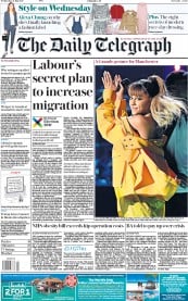 The Daily Telegraph (UK) Newspaper Front Page for 31 May 2017