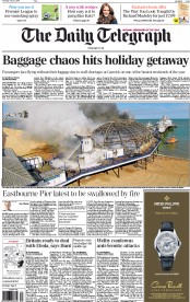 The Daily Telegraph Newspaper Front Page (UK) for 31 July 2014