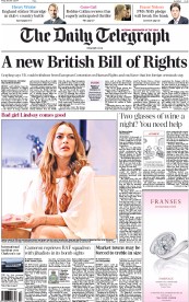The Daily Telegraph Newspaper Front Page (UK) for 3 October 2014