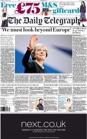 The Daily Telegraph (UK) Newspaper Front Page for 3 October 2016