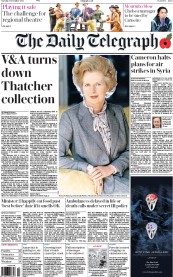 The Daily Telegraph (UK) Newspaper Front Page for 3 November 2015
