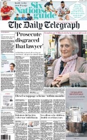 The Daily Telegraph (UK) Newspaper Front Page for 3 February 2017