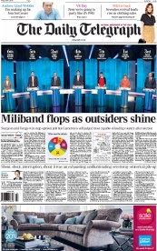 The Daily Telegraph (UK) Newspaper Front Page for 3 April 2015