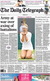 The Daily Telegraph Newspaper Front Page (UK) for 3 July 2012