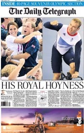The Daily Telegraph (UK) Newspaper Front Page for 3 August 2012