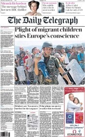 The Daily Telegraph Newspaper Front Page (UK) for 3 September 2015