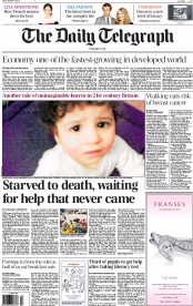 The Daily Telegraph Newspaper Front Page (UK) for 4 October 2013
