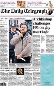 The Daily Telegraph Newspaper Front Page (UK) for 4 February 2013