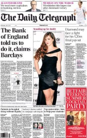 The Daily Telegraph Newspaper Front Page (UK) for 4 July 2012
