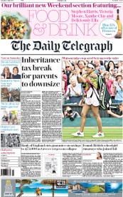 The Daily Telegraph Newspaper Front Page (UK) for 4 July 2015