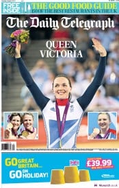 The Daily Telegraph (UK) Newspaper Front Page for 4 August 2012