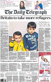 The Daily Telegraph Newspaper Front Page (UK) for 4 September 2015