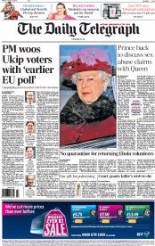 The Daily Telegraph (UK) Newspaper Front Page for 5 January 2015