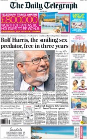 The Daily Telegraph Newspaper Front Page (UK) for 5 July 2014