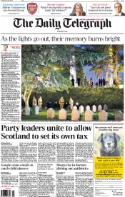 The Daily Telegraph Newspaper Front Page (UK) for 5 August 2014