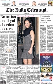 The Daily Telegraph Newspaper Front Page (UK) for 5 September 2013