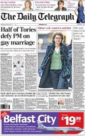 The Daily Telegraph Newspaper Front Page (UK) for 6 February 2013