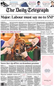 The Daily Telegraph Newspaper Front Page (UK) for 6 March 2015