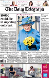 The Daily Telegraph Newspaper Front Page (UK) for 6 April 2015