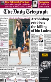 The Daily Telegraph (UK) Newspaper Front Page for 6 May 2011