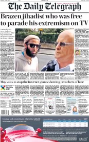 The Daily Telegraph (UK) Newspaper Front Page for 6 June 2017