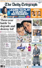 The Daily Telegraph Newspaper Front Page (UK) for 6 September 2014