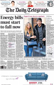 The Daily Telegraph (UK) Newspaper Front Page for 7 January 2015
